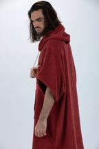 Poncho de Surf Pacifique Sud em Algodão com Mangas – Bordô, Tamanho Único