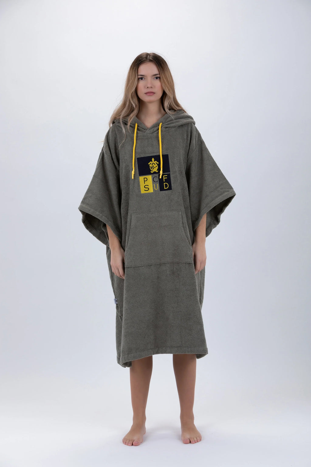 Poncho de Surf Pacifique Sud em Algodão com Mangas – Verde, Tamanho Único
