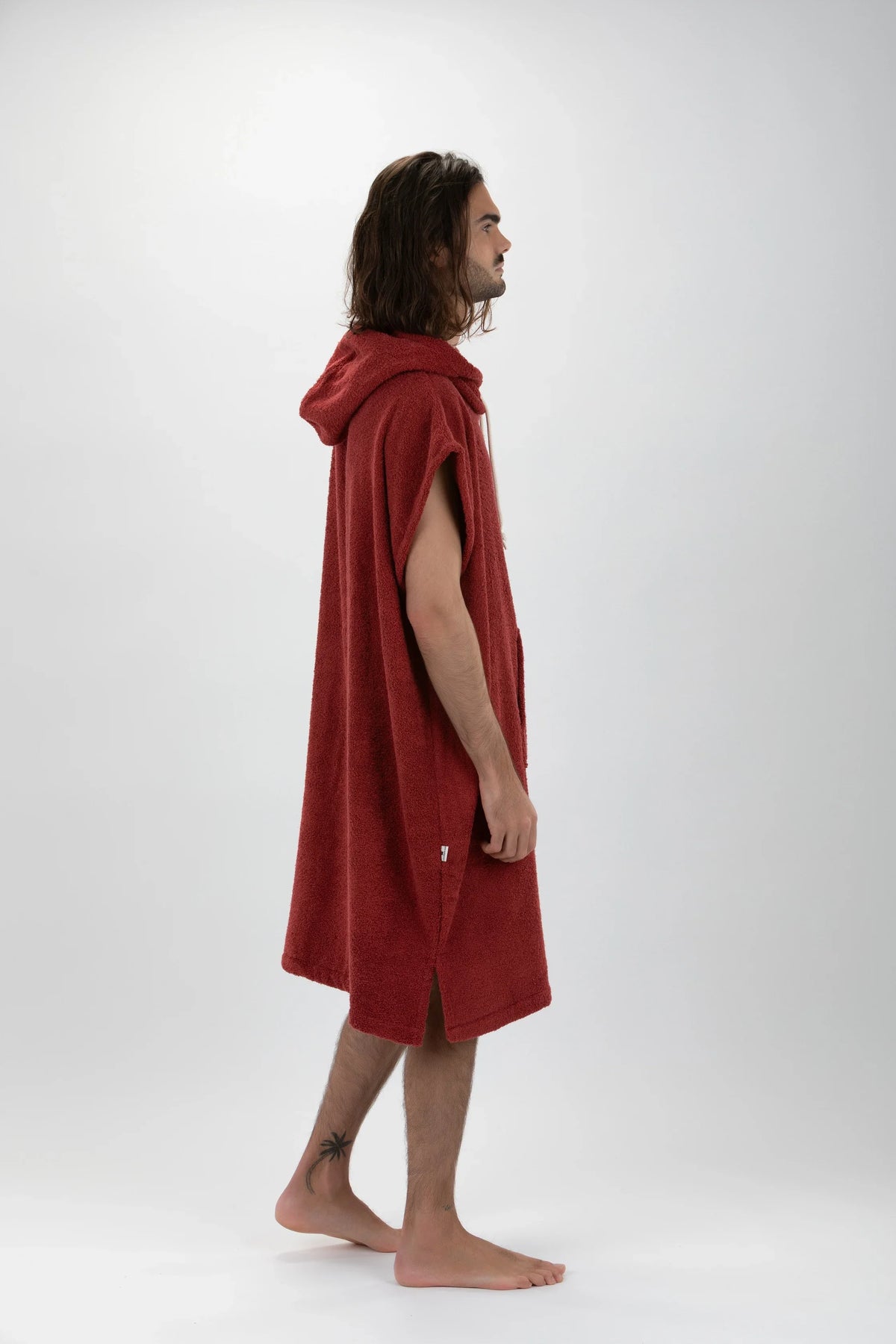 Poncho de Surf Pacifique Sud em Algodão sem Mangas – Bordô, Tamanho L