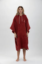 Poncho de Surf Pacifique Sud em Algodão com Mangas – Bordô, Tamanho Único