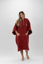 Poncho de Surf Pacifique Sud em Algodão com Mangas – Bordô, Tamanho Único