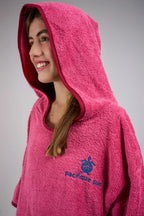 Poncho de Surf Júnior Pacifique Sud em Algodão com Mangas – Rosa