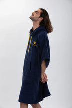 Poncho de Surf Pacifique Sud em Algodão com Mangas – Azul-marinho, Tamanho Único