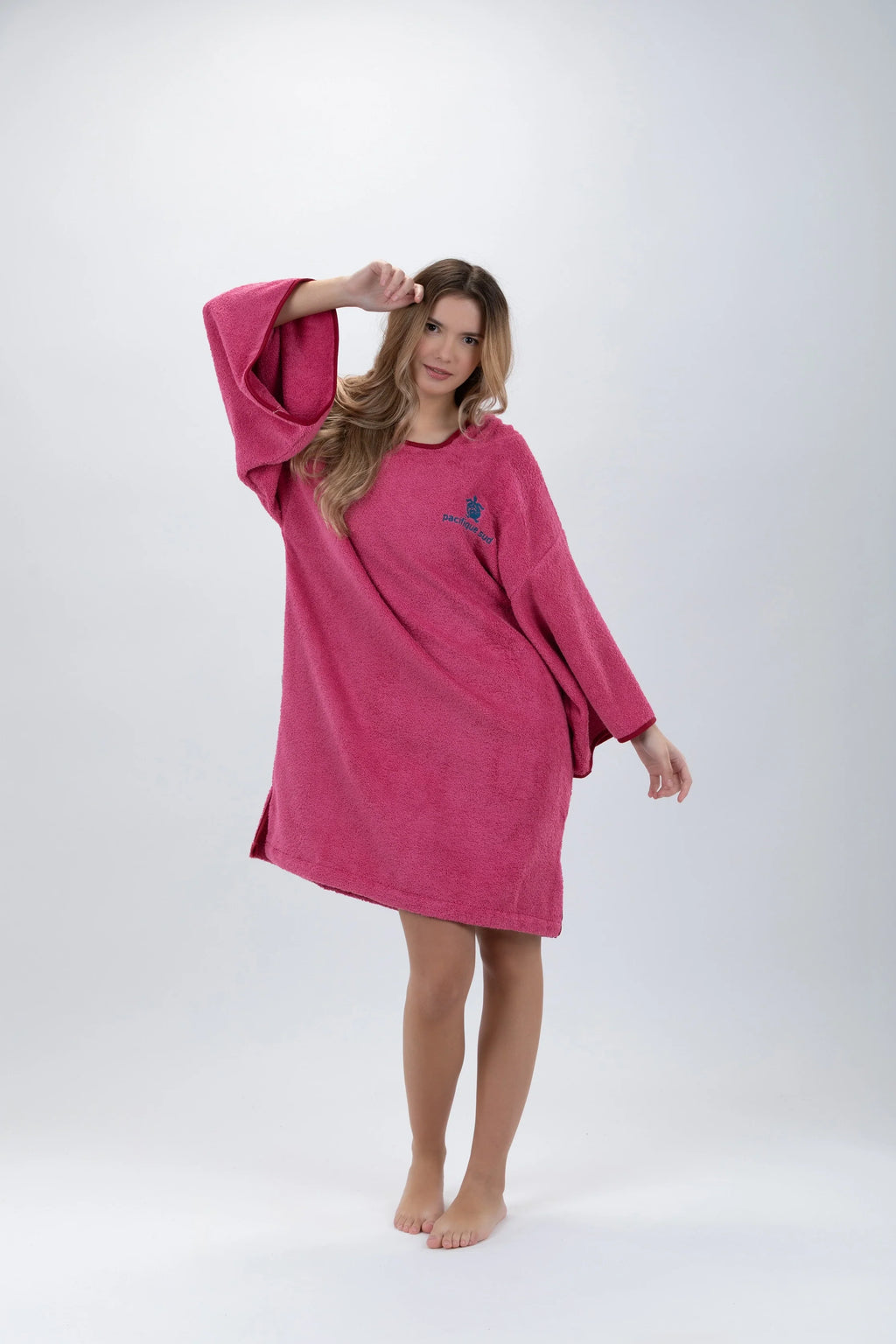 Poncho de Surf Pacifique Sud em Algodão com Mangas – Rosa, Tamanho Único