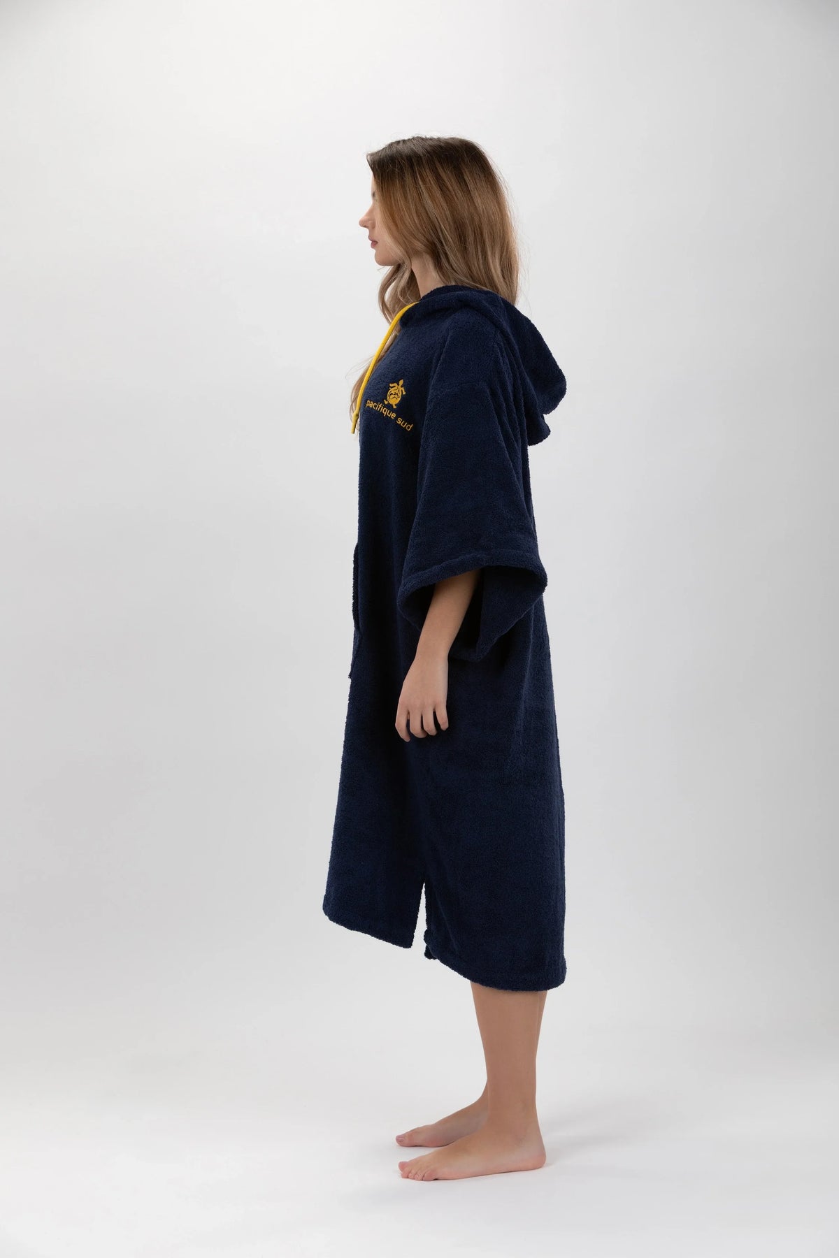 Poncho de Surf Pacifique Sud em Algodão com Mangas – Azul-marinho, Tamanho Único
