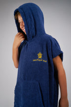 Poncho de Surf Júnior Pacifique Sud em Algodão sem Mangas – Azul-marinho