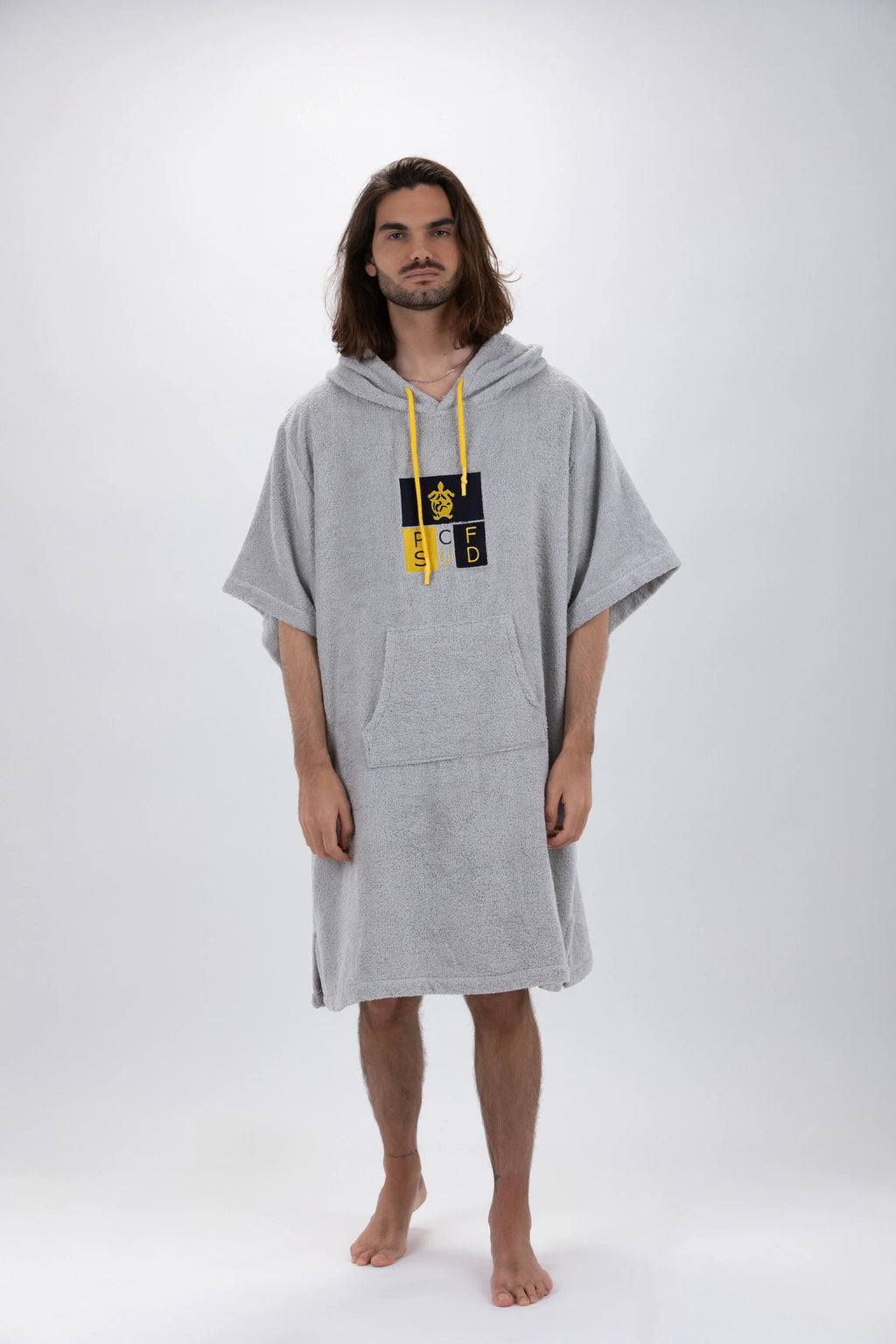 Poncho de Surf Pacifique Sud em Algodão com Mangas – Cinzento-claro, Tamanho Único