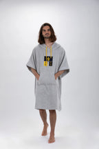 Poncho de Surf Pacifique Sud em Algodão com Mangas – Cinzento-claro, Tamanho Único