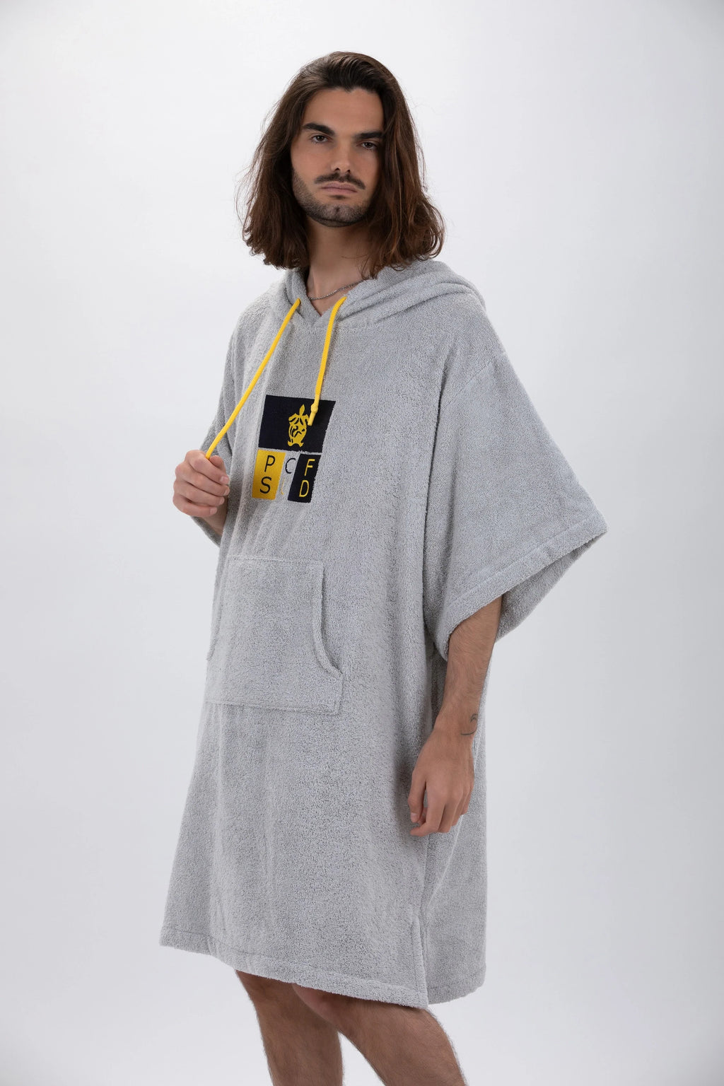 Poncho de Surf Pacifique Sud em Algodão com Mangas – Cinzento-claro, Tamanho Único