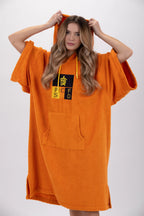 Poncho de Surf Pacifique Sud em Tencel com Mangas – Laranja, Tamanho Único