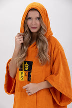 Poncho de Surf Pacifique Sud em Tencel com Mangas – Laranja, Tamanho Único