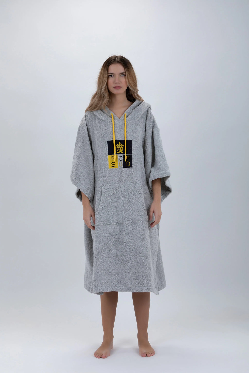 Poncho de Surf Pacifique Sud em Algodão com Mangas – Cinzento-claro, Tamanho Único