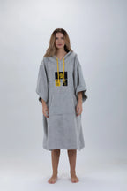 Poncho de Surf Pacifique Sud em Algodão com Mangas – Cinzento-claro, Tamanho Único