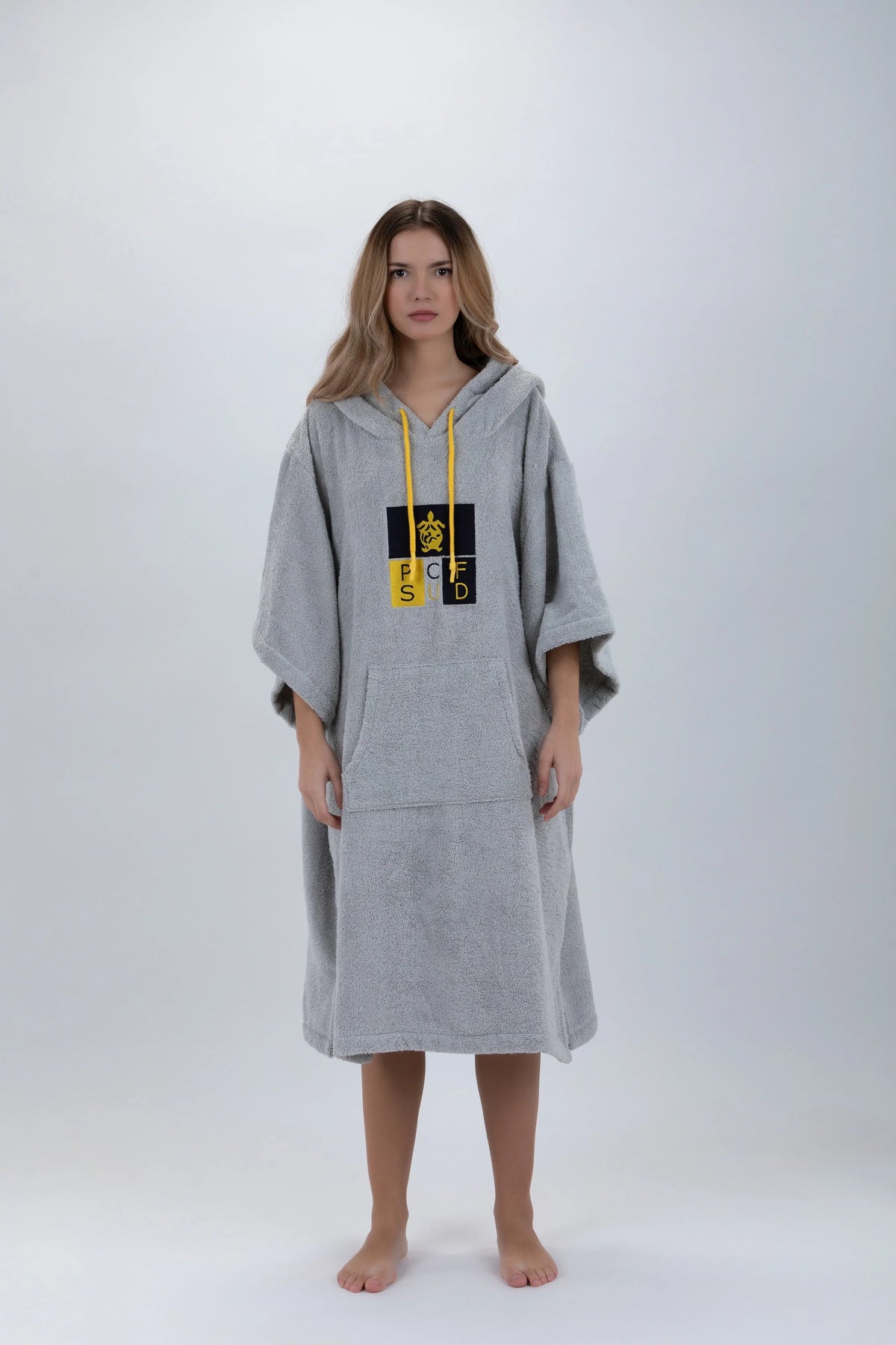 Poncho de Surf Pacifique Sud em Algodão com Mangas – Cinzento-claro, Tamanho Único