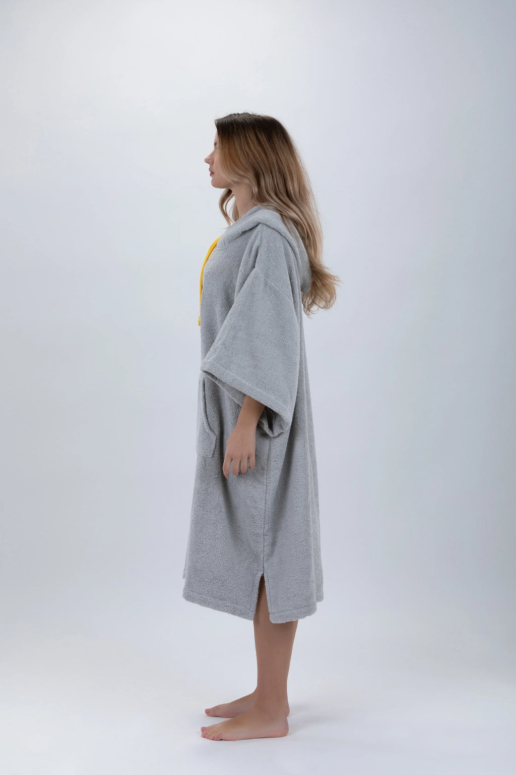 Poncho de Surf Pacifique Sud em Algodão com Mangas – Cinzento-claro, Tamanho Único