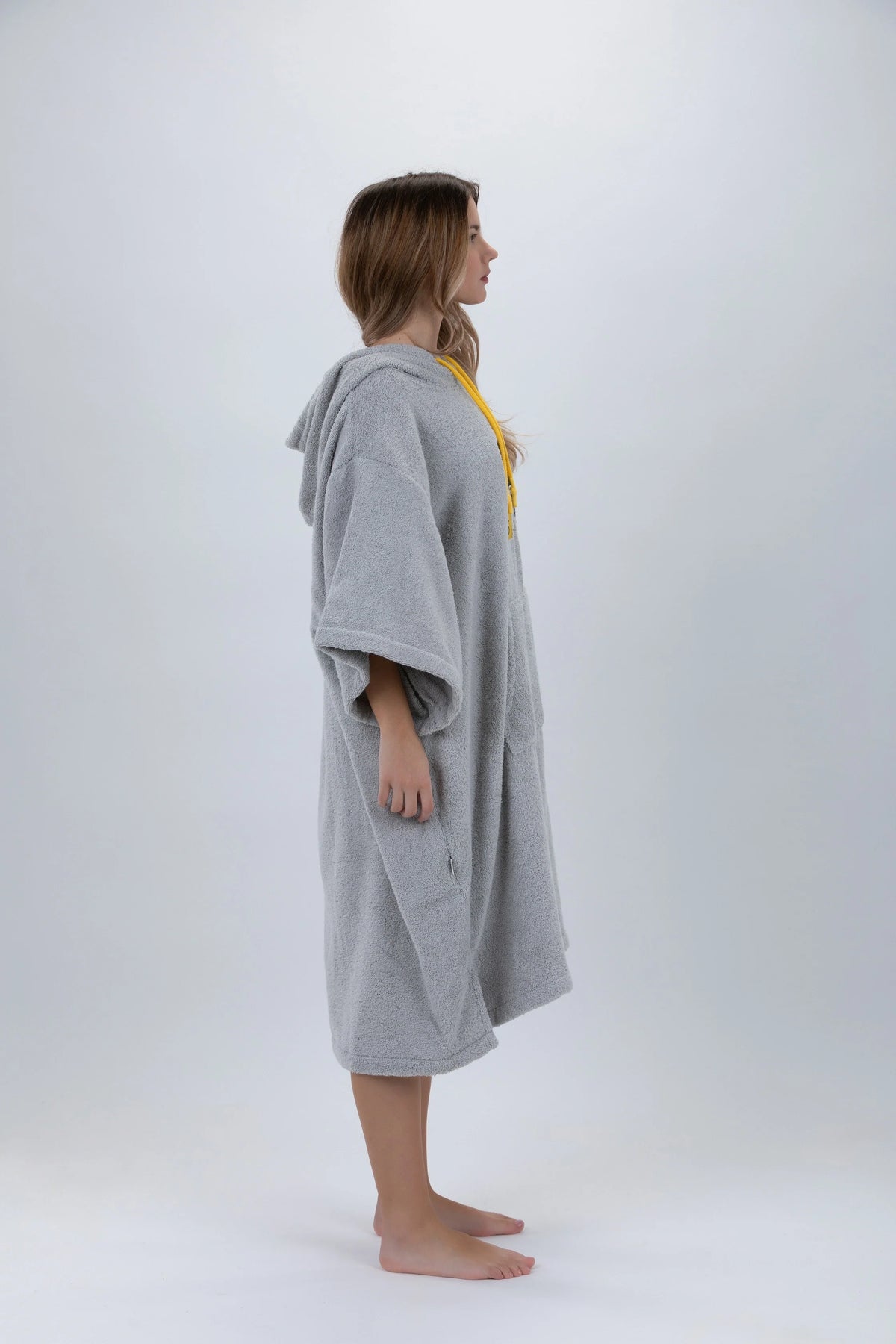 Poncho de Surf Pacifique Sud em Algodão com Mangas – Cinzento-claro, Tamanho Único