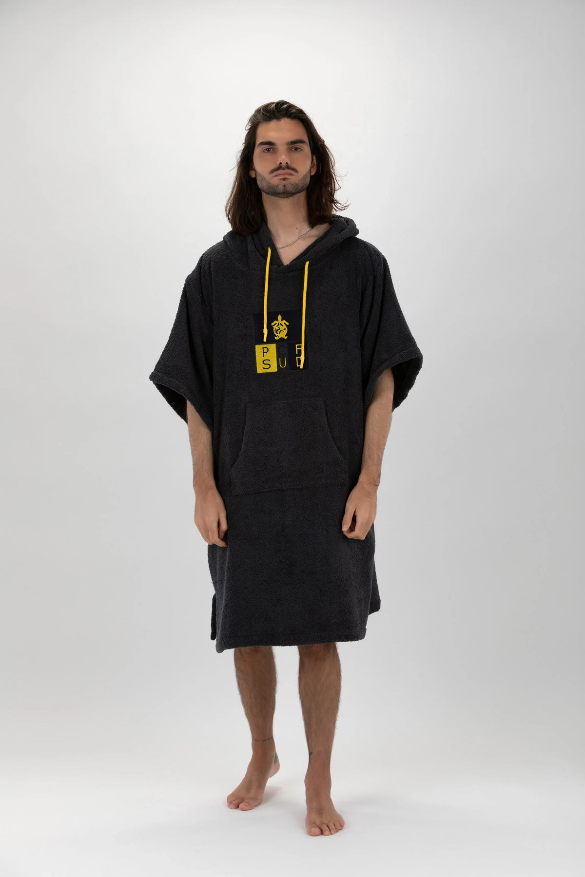 Poncho de Surf Pacifique Sud em Algodão com Mangas – Cinzento-escuro, Tamanho Único