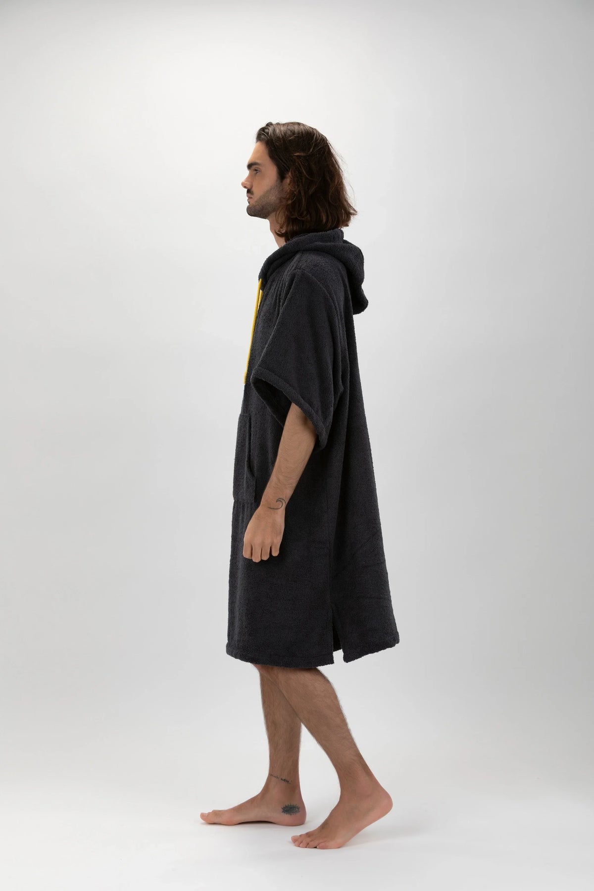 Poncho de Surf Pacifique Sud em Algodão com Mangas – Cinzento-escuro, Tamanho Único