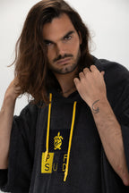 Poncho de Surf Pacifique Sud em Algodão com Mangas – Cinzento-escuro, Tamanho Único