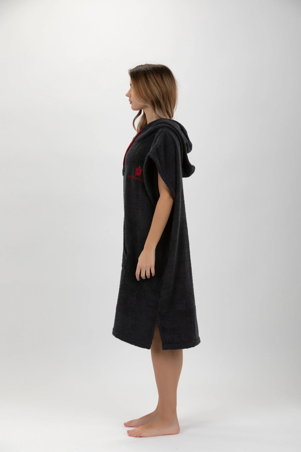 Poncho de Surf Pacifique Sud em Algodão sem Mangas – Cinzento-escuro, Tamanho M (400 g/m²)