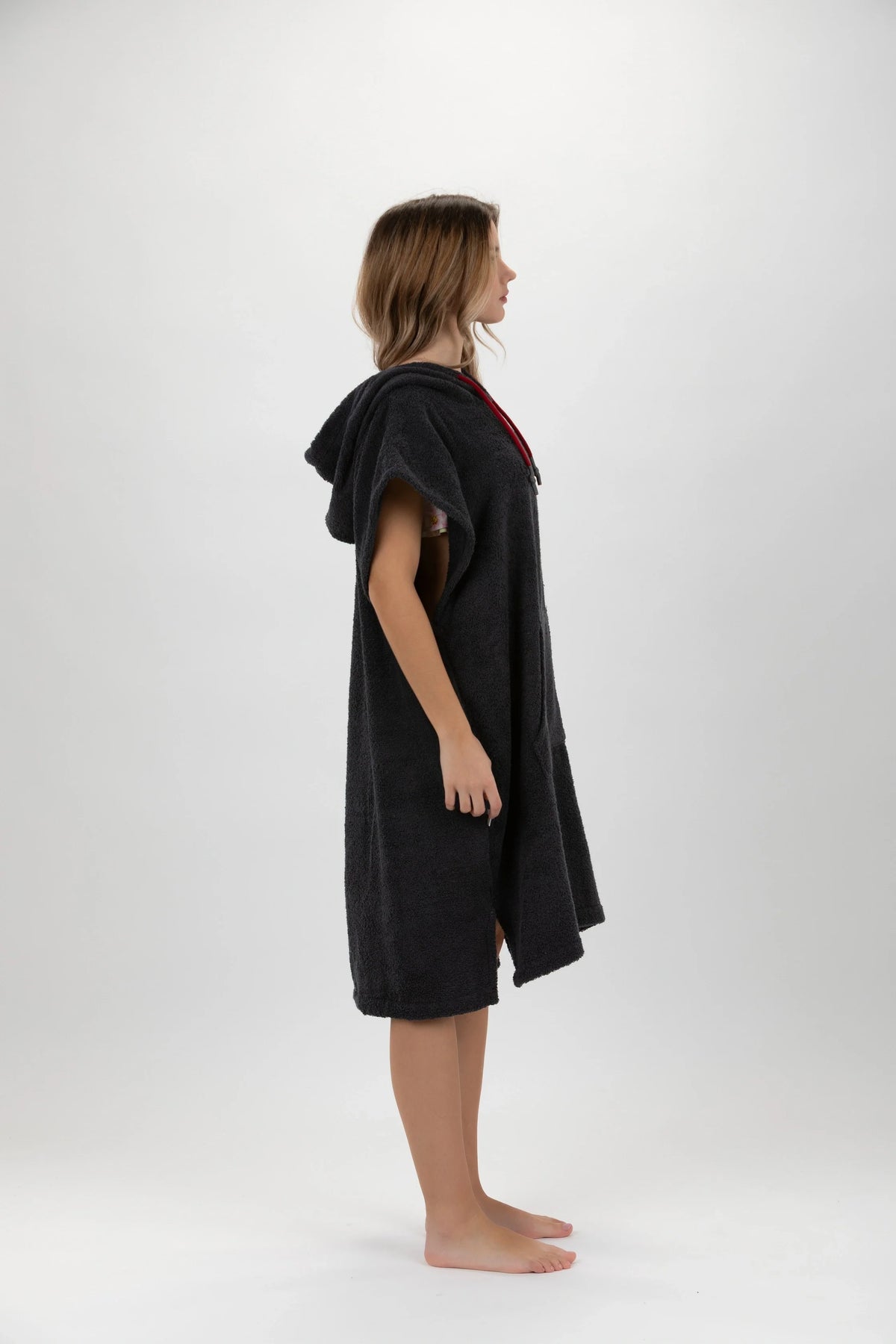 Poncho de Surf Pacifique Sud em Algodão sem Mangas – Cinzento-escuro, Tamanho M (400 g/m²)