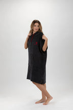 Poncho de Surf Pacifique Sud em Algodão sem Mangas – Cinzento-escuro, Tamanho M (400 g/m²)