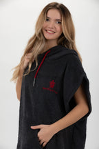 Poncho de Surf Pacifique Sud em Algodão sem Mangas – Cinzento-escuro, Tamanho M (400 g/m²)