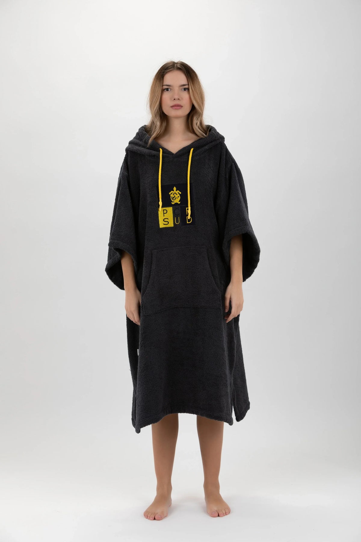Poncho de Surf Pacifique Sud em Algodão com Mangas – Cinzento-escuro, Tamanho Único