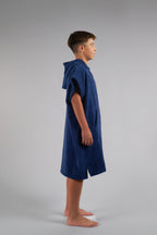 Poncho de Surf Júnior Pacifique Sud em Algodão sem Mangas – Azul-marinho