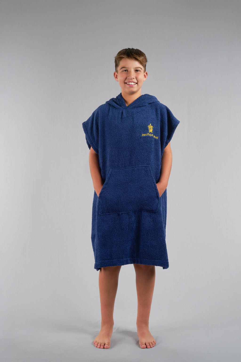 Poncho de Surf Júnior Pacifique Sud em Algodão sem Mangas – Azul-marinho