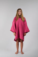 Poncho de Surf Júnior Pacifique Sud em Algodão com Mangas – Rosa