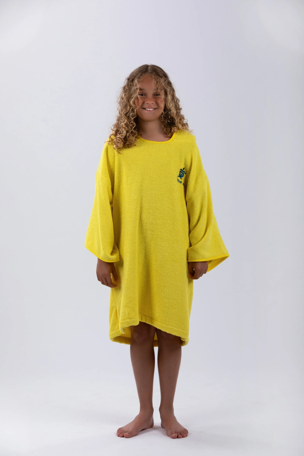 Poncho de Surf Júnior Pacifique Sud em Algodão com Mangas – Amarelo