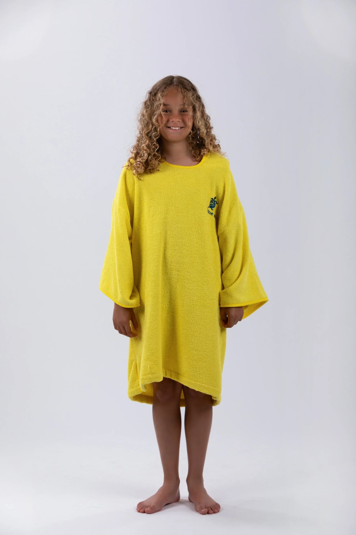 Poncho de Surf Júnior Pacifique Sud em Algodão com Mangas – Amarelo