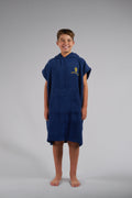 Poncho de Surf Júnior Pacifique Sud em Algodão sem Mangas – Azul-marinho