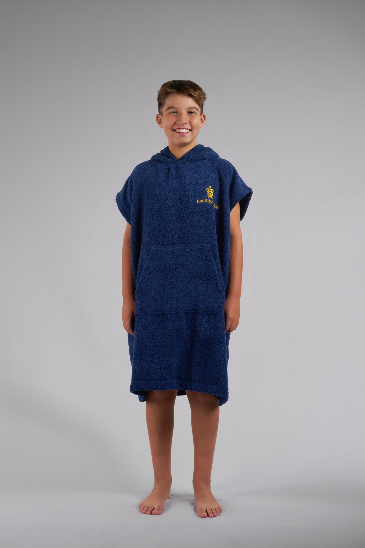 Poncho de Surf Júnior Pacifique Sud em Algodão sem Mangas – Azul-marinho
