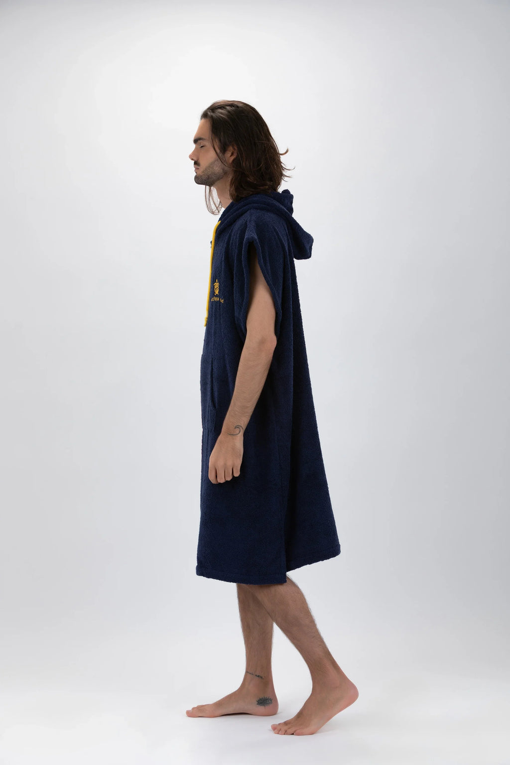 Poncho de Surf Pacifique Sud em Algodão sem Mangas – Azul-marinho, Tamanho L