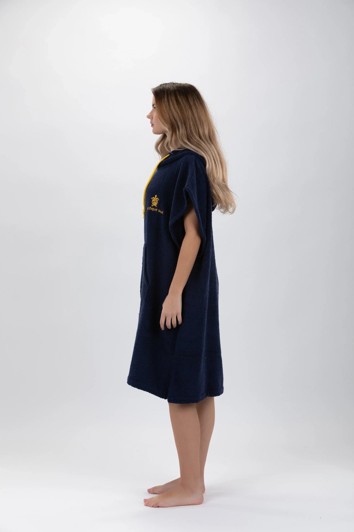 Poncho de Surf Pacifique Sud em Algodão sem Mangas – Azul-marinho, Tamanho M