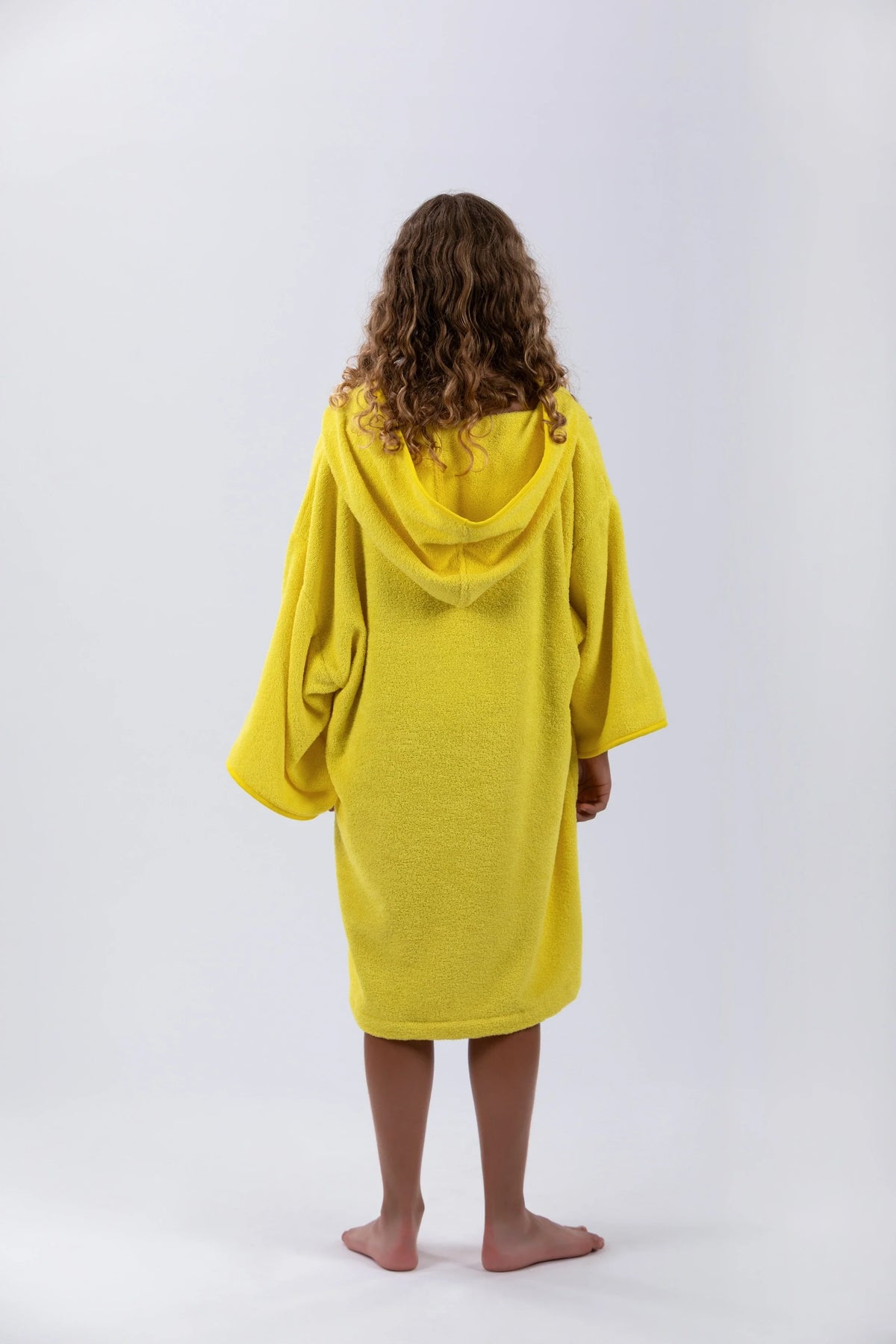 Poncho de Surf Júnior Pacifique Sud em Algodão com Mangas – Amarelo