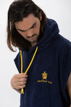 Poncho de Surf Pacifique Sud em Algodão sem Mangas – Azul-marinho, Tamanho L