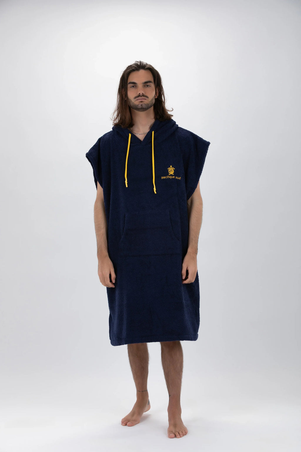 Poncho de Surf Pacifique Sud em Algodão sem Mangas – Azul-marinho, Tamanho L