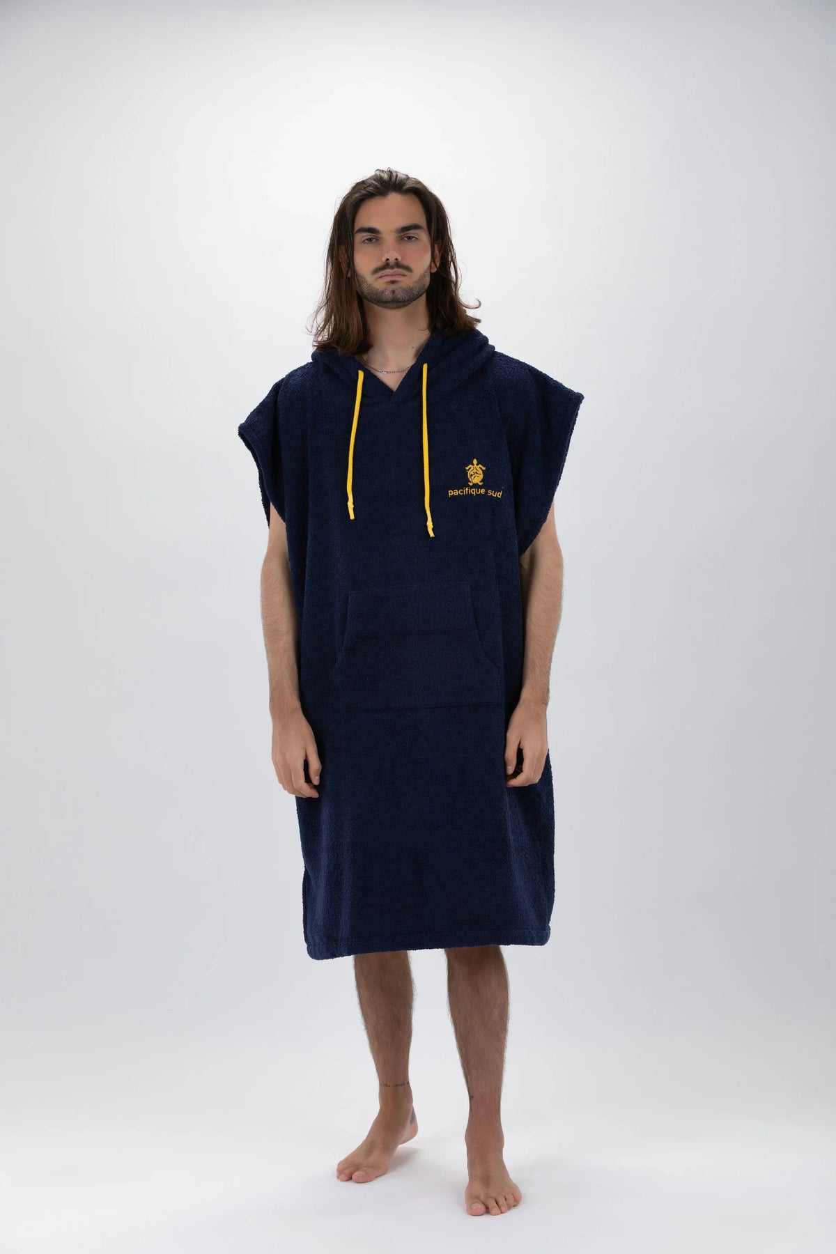 Poncho de Surf Pacifique Sud em Algodão sem Mangas – Azul-marinho, Tamanho L