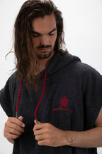 Poncho de Surf Pacifique Sud em Algodão sem Mangas – Cinzento-escuro, Tamanho L