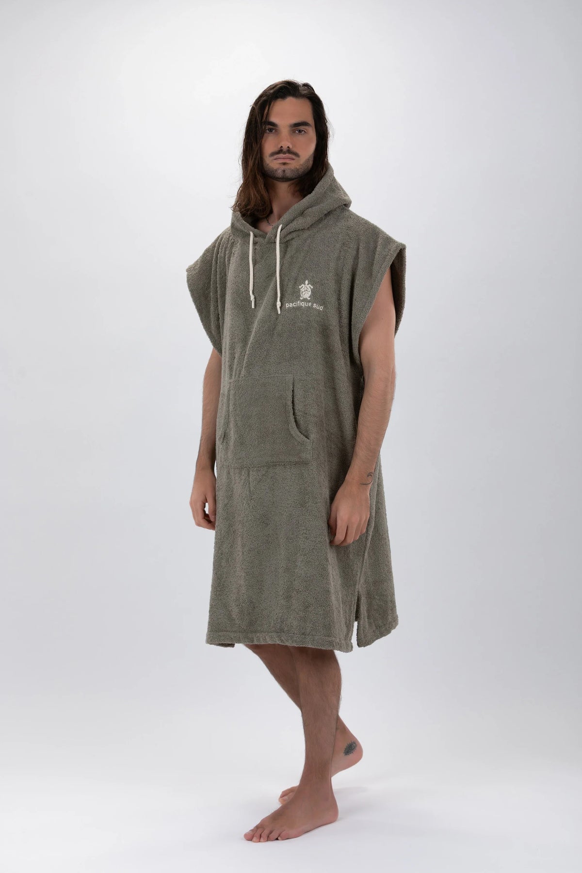 Poncho de Surf Pacifique Sud em Algodão sem Mangas – Verde, Tamanho L