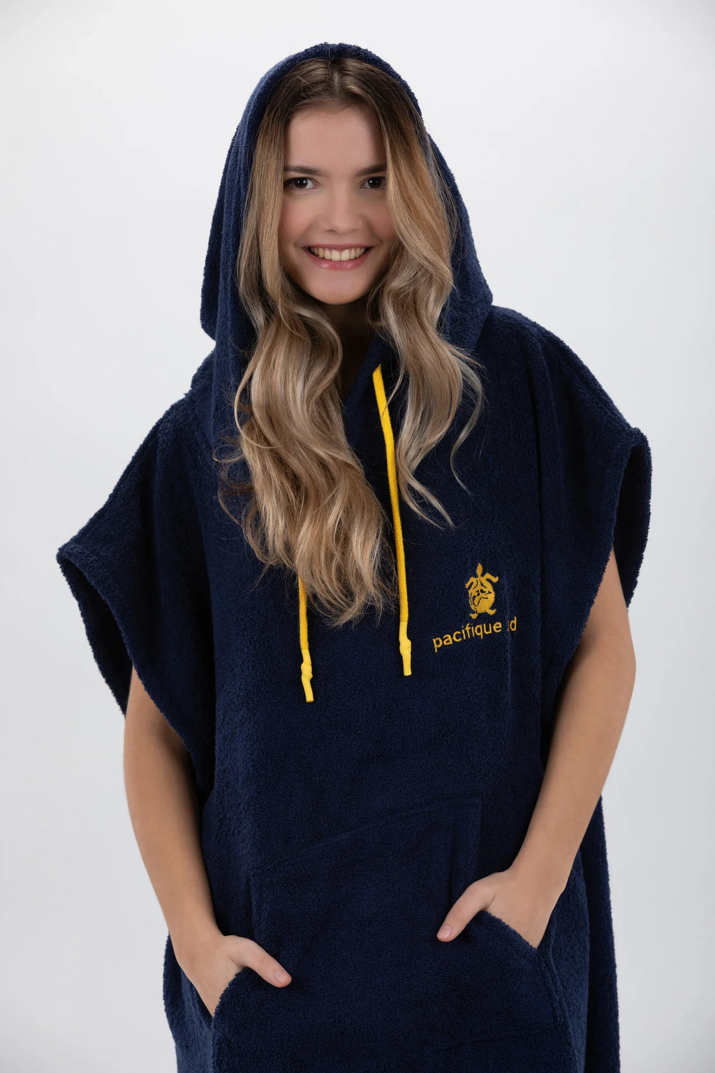 Poncho de Surf Pacifique Sud em Algodão sem Mangas – Azul-marinho, Tamanho M