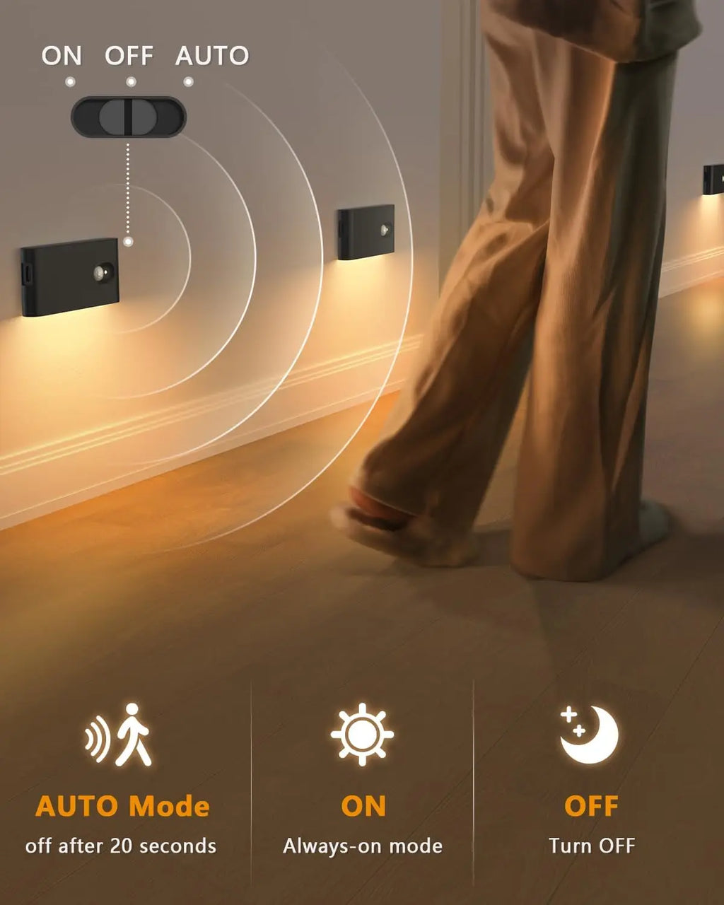 Luzes LED para escadas com sensor de movimento
