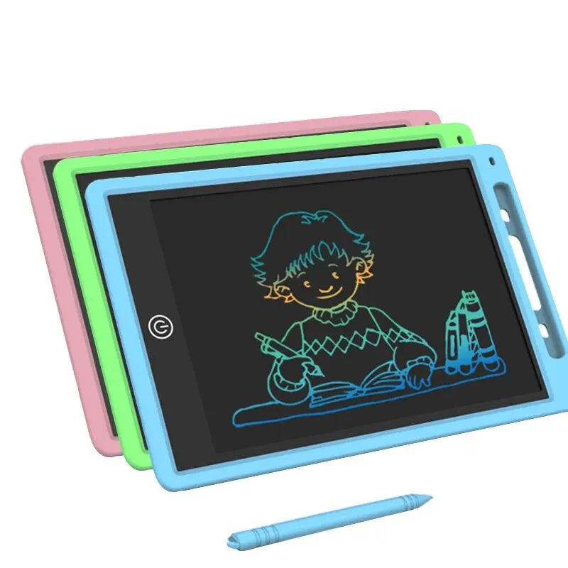 Quadro de desenho LCD azul com desenho colorido e caneta