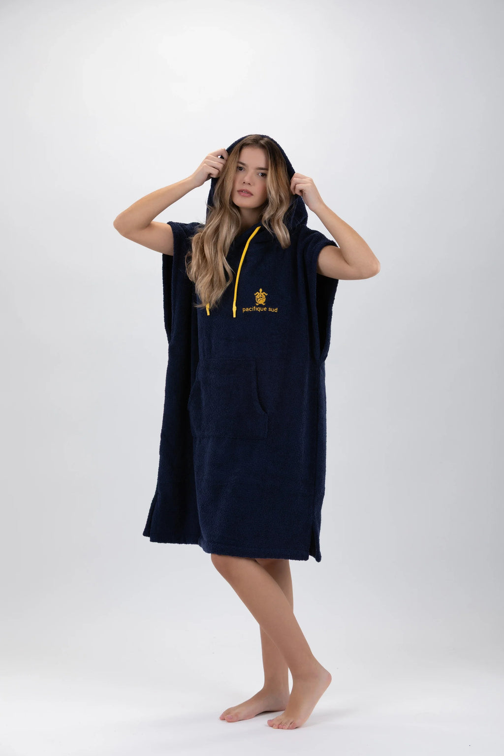 Poncho de Surf Pacifique Sud em Algodão sem Mangas – Azul-marinho, Tamanho M