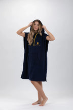 Poncho de Surf Pacifique Sud em Algodão sem Mangas – Azul-marinho, Tamanho M