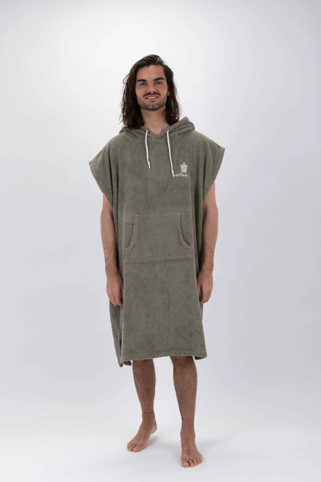 Poncho de Surf Pacifique Sud em Algodão sem Mangas – Verde, Tamanho L