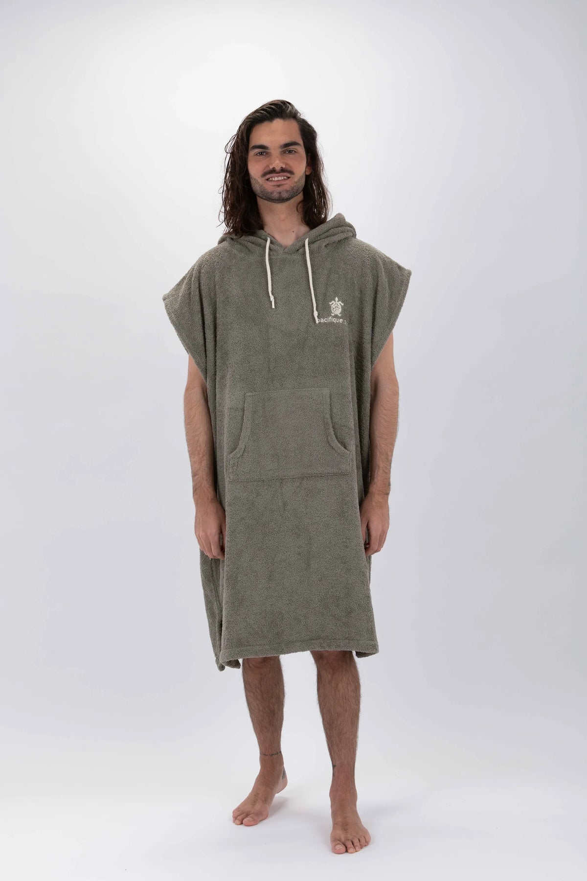 Poncho de Surf Pacifique Sud em Algodão sem Mangas – Verde, Tamanho L